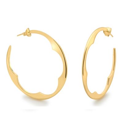Missoma 18ct gold vermeil bolt hoop earrings with rainbow moonstone